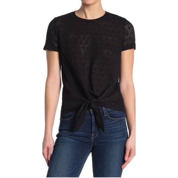 Madewell | Tops | Madewell Texture And Thread Mesh Crew Neck Tie Front ...